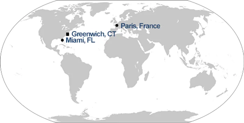 Greenwich Asset Management Company office locations worldwide - Connecticut, Florida, and Paris